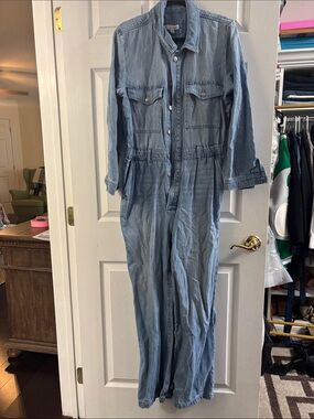 LOFT Light Wash Denim Jumpsuit